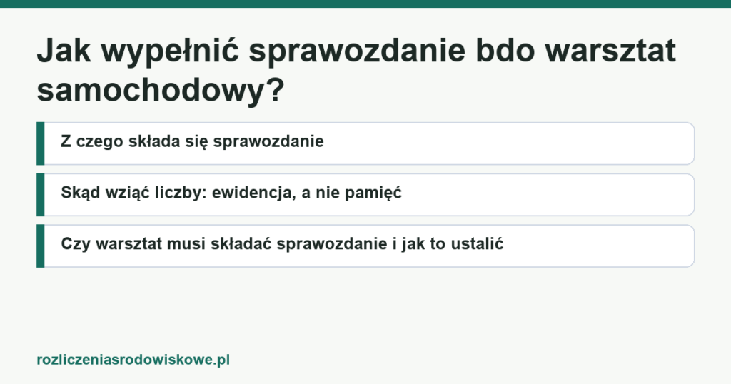 Jak wypełnić sprawozdanie bdo warsztat samochodowy?